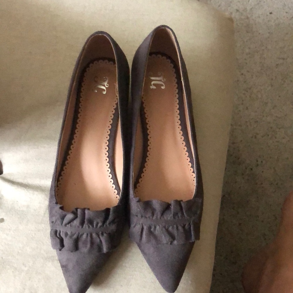 Grey Suede kitten heels